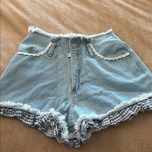 Vintage Eden Chumke Ruffle Denim Shorts Y2K Cottagecore Made USA